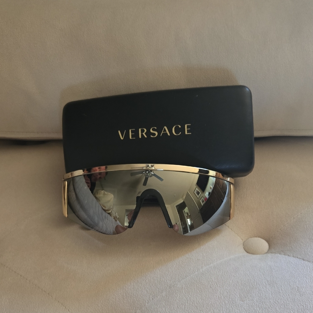 Versace Gold Frame Sunglasses with Black Lenses